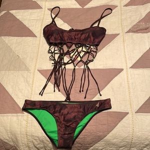 Eco Peace Awesome Bead Fringe Bikini SZ Medium Made in USA